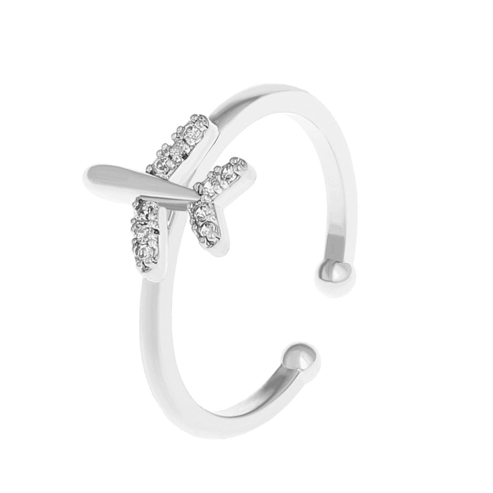Silvertone Adjustable Airplane Ring